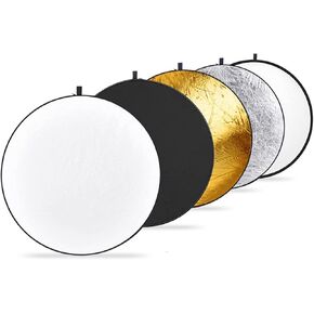 NEEWER 51 Inch/130 Centimeter Light Reflector Diffuser 5 in 1 Collapsible Multi Disc with Bag - Translucent, Silver, Gold, White, and Black for Studio Photography Lighting and Outdoor Lighting | Multi Disc with Bag, Translucent, Silver, Gold, White, and B in Kuwait