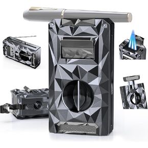 5-in-1 Torch Lighter with Cutter, Punch, Holder, Draw Enhancer Tool, Windproof Jet Flames, Cool Lighters for Men, Multi-Functional Lighter Accessories, Butane Refillable Lighter for Travel, Outdoors in Saudi Arabia