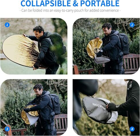 عاكس الضوء 32 "/80 سم ، 5 في 1 قابلة للطي متعددة التصوير الفوتوغرافي للضوء الناشر الشفافة/الفضة/الذهب/أبيض/أسود مع المشبك/قبضة ، 3/8" قطعة قماش/تنظيف للإضاءة في الهواء الطلق ، RF-80II in Kuwait