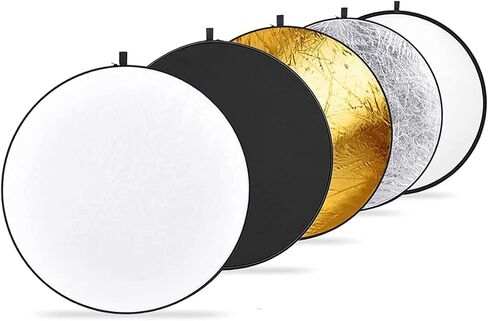 NEEWER 32"/80cm Light Reflector, 5 in 1 Foldable Multi Disc Photography Light Diffuser Translucent/Silver/Gold/White/Black with Clamp/Grips, 3/8" Thread/Cleaning Cloth for Outdoor Lighting, RF-80II in Saudi Arabia