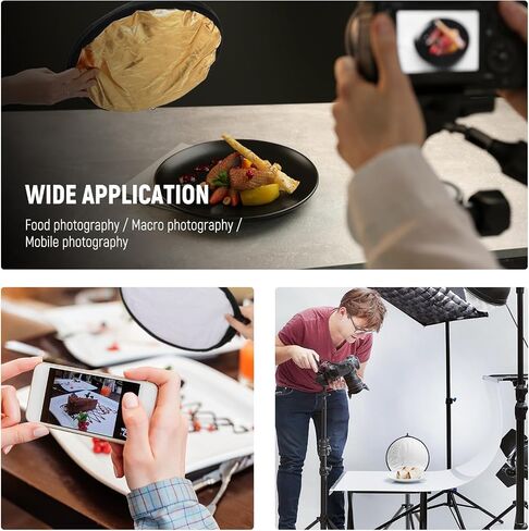 NEEWER 32"/80cm Light Reflector, 5 in 1 Foldable Multi Disc Photography Light Diffuser Translucent/Silver/Gold/White/Black with Clamp/Grips, 3/8" Thread/Cleaning Cloth for Outdoor Lighting, RF-80II in Saudi Arabia