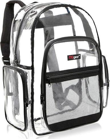 MGgear Wholesale 20-Pack Bulk Case Clear PVC Backpacks Bundle includes Black, Orange, Purple, and Green Trim, 17" Transparent School Approved Backpack, Daypack, Stadium Bag, Bookbag in Kuwait