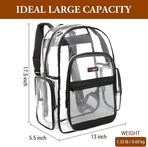 MGgear Wholesale 20-Pack Bulk Case Clear PVC Backpacks Bundle includes Black, Orange, Purple, and Green Trim, 17" Transparent School Approved Backpack, Daypack, Stadium Bag, Bookbag in Kuwait