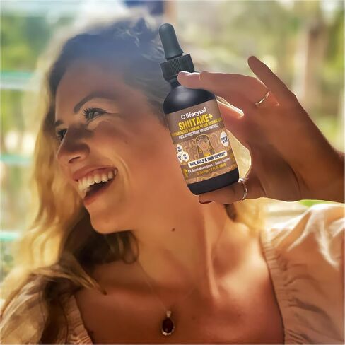 LIFE CYKEL Shiitake Mushroom Extract with Kakadu Plum- Hair, Skin & Nail Support, Anti Aging Supplement- 100% Organic Mushrooms, Immune Boosting, Vitamin C Made in The US- 2 Fl oz(Packaging May Vary) in Kuwait