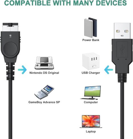 Meliya for Gameboy Advance SP Charger ، GBA SP Charger Cable for Nintendo DS Original Console (NDS)/Gameboy Advance SP (GBA SP) in Kuwait