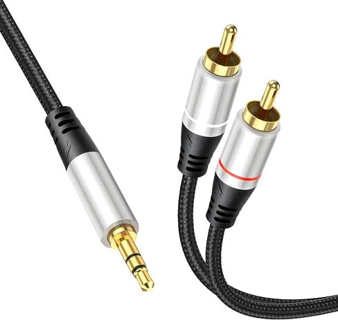 كابل من 3.5 مم إلى 2RCA ， AUX إلى RCA سماعة رأس المال إلى محول جاك الذكور y ، الحبل المساعدة ، متوافق مع HDTV ، الهاتف ، مكبر صوت ، mp3 ، الكمبيوتر اللوحي (3.3 قدم) in Kuwait