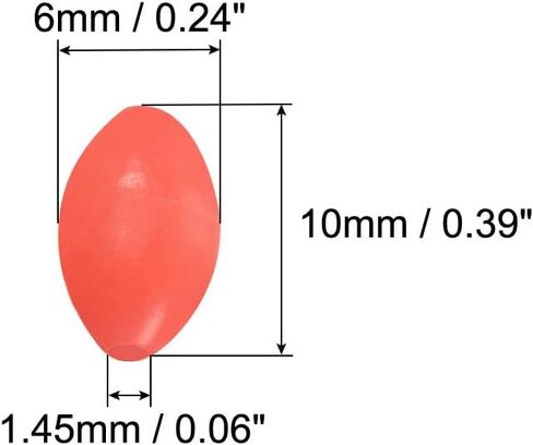 10x6mm Luminous Fishing Beads, 200 Pieces Plastic Glow Fishing Bait Eggs Rig Bead Tackle Tool Oval, Red in Saudi Arabia