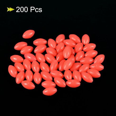 10x6mm Luminous Fishing Beads, 200 Pieces Plastic Glow Fishing Bait Eggs Rig Bead Tackle Tool Oval, Red in Saudi Arabia