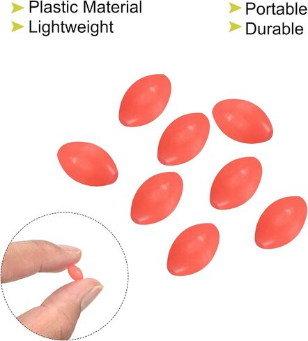 10x6mm Luminous Fishing Beads, 200 Pieces Plastic Glow Fishing Bait Eggs Rig Bead Tackle Tool Oval, Red in Saudi Arabia