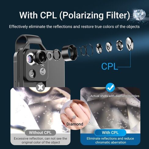 Zoomzip, Qinux Zoomzip, 2025 Upgraded Zoom Zip 200x Portable Pocket Digital Microscope Camera Attachments with Cpl Lens/Led Light, Portable Microscopic Lens for Cell Smartphone (White) in Saudi Arabia