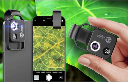 Zoomzip, Qinux Zoomzip, 2025 Upgraded Zoom Zip 200x Portable Pocket Digital Microscope Camera Attachments with Cpl Lens/Led Light, Portable Microscopic Lens for Cell Smartphone (White) in Saudi Arabia