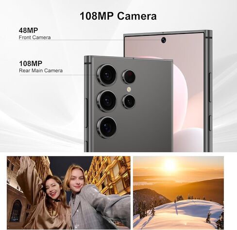 C24 Ultra Android Phone Build-in Pen ، 8GB+256GB STORAGE PERPHIONAL ، Android 14.0 PRATTION PRUTTIONS 6800MAH ، 6.82 "HD Screen ، 108MP Camera | 5G Phone | Dual Sim & Face ID | GPS-Black in Kuwait