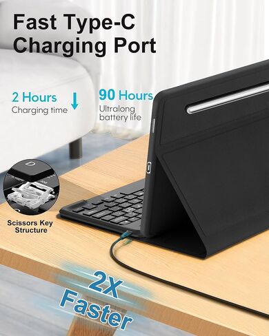 Keyboard Case for Samsung Galaxy Tab S10 FE+ Plus 13.1 Inch 2025, Magnetic Detachable Wireless Bluetooth Keyboard, Slim Protective Folio Cover with S Pen Holder for Samsung Tab S10 FE Plus, Sky Blue in Kuwait