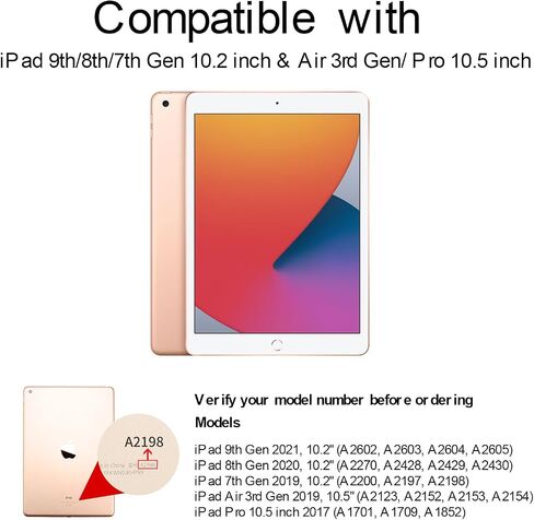 IPAD 10.2 بوصة من لوحة المفاتيح الجيل التاسع مع لوحة اللمس والموقف المدمج ، بلوتوث لاسلكي لجهاز iPad 8th Gen/7th Gen/iPad Pro 10.5 "/iPad Air 3rd Gen ، Ultra Light 432G in Saudi Arabia