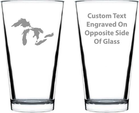 Great Lakes Map Pint Glass Gift for Beer Drinking Men & Women - 16 oz Glassware - Unique Engraved Barware Gifts in Saudi Arabia