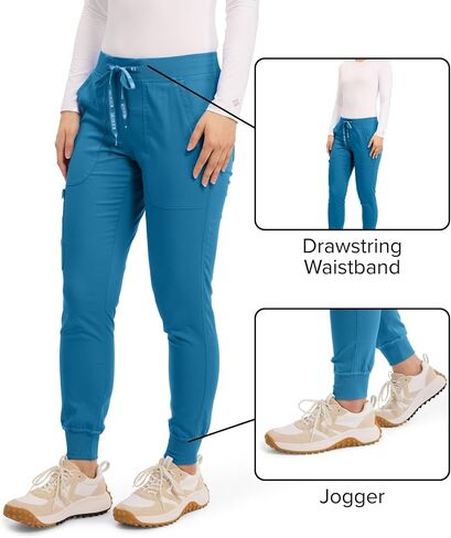 Med Couture Touch Women's Scrub Pant Yoga Jogger with 5 Pockets & Drawstring Waistband - MC7710 in Kuwait
