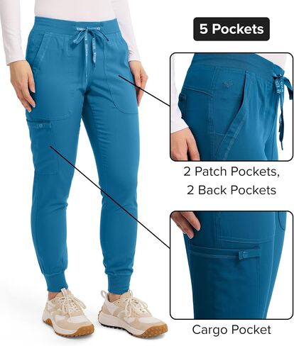 Med Couture Touch Women's Scrub Pant Yoga Jogger with 5 Pockets & Drawstring Waistband - MC7710 in Kuwait