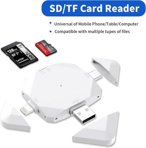 New SD Card Reader for iPhone/ipad/Android/Mac/Computer/Camera,5 in1 Micro SD Card Reader Trail Camera Viewer, Portable Memory Card Reader SD Card Adapter for SD and TF Cards in Saudi Arabia