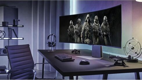 SAMSUNG Odyssey OLED G9 Curved Gaming Monitor - 49" Dual QHD (5120x1440) - 144Hz - 32:9-0.03ms GTG - HDR10+ Gaming - DisplayHDR True Black 400 - AMD FreeSync Premium Pro - Flicker Free w/ICP Hub in Kuwait