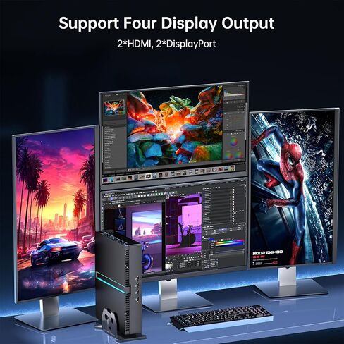 MSECORE MINI PC I9 ، CORE I9-13900F 24 CORES UP TO 5.6GHz مع GERFORCE RTX 4070 12G كمبيوتر سطح المكتب ، 64G DDR5 RAM 4T PCIE 4.0 SSD ، WIFI 6E ، دعم 8K ، أربعة شاشة ، LAN ، Windows 11 PRO PRO in Kuwait