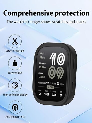 Case for Amazfit Bip 6 Smart Watch ، Wyyrurel Silicone Hollow Watch Case ، Anti Fall and Scratch Resistant ، 2 Pack ، Black+Blue. in Kuwait