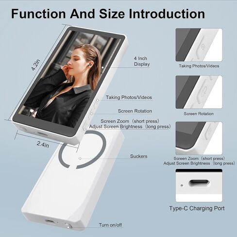 Ossomo Selfie Monitor Screen for iPhone & Android,4K 30fps Magnetic Wireless Screen Mirroring,Back Camera Monitor for Vlogging Live Streams TikTok in Saudi Arabia