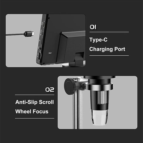 Diamond Girdle Viewer, 1200X Magnification Digital Microscope with Anti-Slip Scroll Wheel Focus, for Diamond Identification in Saudi Arabia
