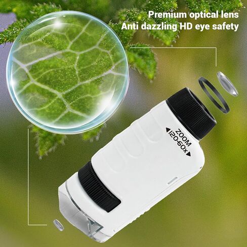 Fafeicy Portable Microscope, 60X to 120X Magnification Handheld Pocket Microscope with Flexible LED Light, for Daily Observation Outdoor Exploration in Saudi Arabia