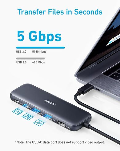 Anker USB C Hub, 5-in-1 USBC to HDMI Splitter with 4K Display&Anker 2.4G Wireless Vertical Ergonomic Optical Mouse for Work in Saudi Arabia