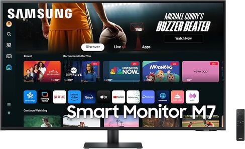 Samsung 43 بوصة M7 (M70D) Series 4K UHD Smart Monitor ، مكبرات الصوت ، HDR10 ، USB-C ، منافذ متعددة ، HUB للألعاب ، SOLARCELL REMOTE ، أدوات الوصول إلى الرؤية ، LS43DM702UNXGO ، 2024 ، أسود (متجدد) in Kuwait