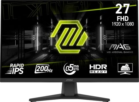 MSI MAG 272F 27 بوصة 1920 × 1080 (FHD) Office Office Office ، 200 هرتز ، المزامنة التكيفية ، HDR Ready ، HDMI ، VGA Port ، Vesa Mountain ، إمالة ، إطار نحيف 4 جوانب ، 0.5 مللي ثانية ، أسود ، أسود in Saudi Arabia