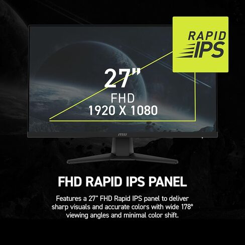 MSI MAG 272F 27 بوصة 1920 × 1080 (FHD) Office Office Office ، 200 هرتز ، المزامنة التكيفية ، HDR Ready ، HDMI ، VGA Port ، Vesa Mountain ، إمالة ، إطار نحيف 4 جوانب ، 0.5 مللي ثانية ، أسود ، أسود in Saudi Arabia