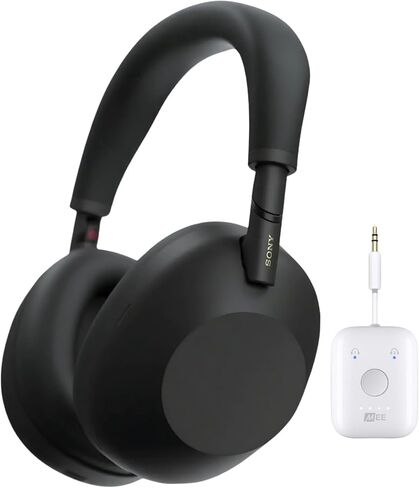 SONY WH-1000XM6 Wireless Noise-Canceling Headphones with QN3 Processor (Silver) Bundle with Connect Air in-Flight Bluetooth Wireless Audio Transmitter (2 Items). in Saudi Arabia