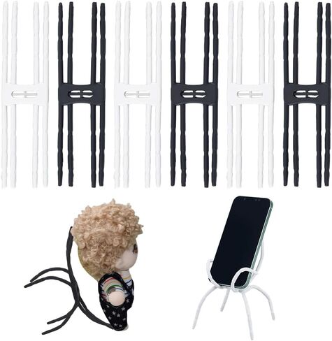 Ahandmaker 6pcs 2 Colourt Multi Function Portable Spider حامل الهاتف ، حامل هاتف قابل للتعديل متعدد الزوايا مرنًا لأجهزة اللوحات الذكية للهواتف الذكية ، ومواقف دمية مرنة ، وأبيض وأبيض in Kuwait