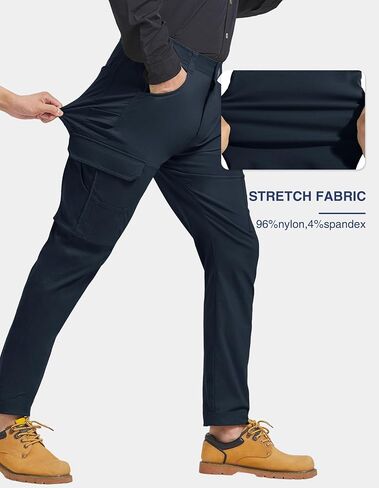 PULI Men's Carpenter Work Pants Cargo Hiking Pants Slim Fit Stretch Waterproof Outdoor Trousers with Pockets in Kuwait