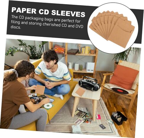 50pcs Paper CD Cdeves أكياس تعبئة DVD متينة لمكتب المنزل والمدرسة استخدم مظاريف تخزين الأقراص المضغوطة المقاومة للدموع على المدى الطويل in Saudi Arabia