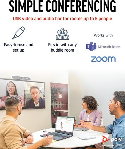 Plantronics Polycom Studio R30 4K نظام مؤتمرات الفيديو - الكاميرا ، الميكروفون ، وشريط السماعات لمقدم الغرف الصغيرة (متجددة) in Saudi Arabia