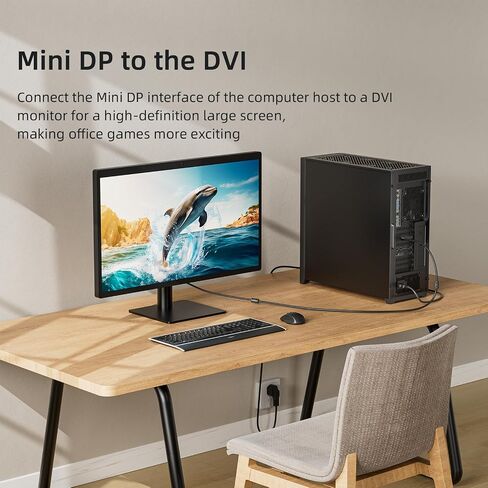 Mini DisplayPort إلى كابل DVI ، DP Mini DP النشط إلى DVI مع موصلات مطلية بالذهب ، محول متوافق مع Thunderbolt لـ MacBook ، الكمبيوتر المحمول ، الشاشة ، العرض (6.6 قدم) in Kuwait