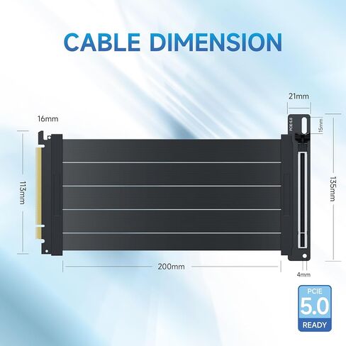 PCIE 5.0 كابلات الناهض ، محول 90 درجة ، RTX5090 RX9070 GPU ، معدل النقل 32.0 GT/S ، PCIE 5.0 x16 كابل RISER ، كبل تمديد GPU مستقيم GEN5FOR GEPU MOUNT in Saudi Arabia