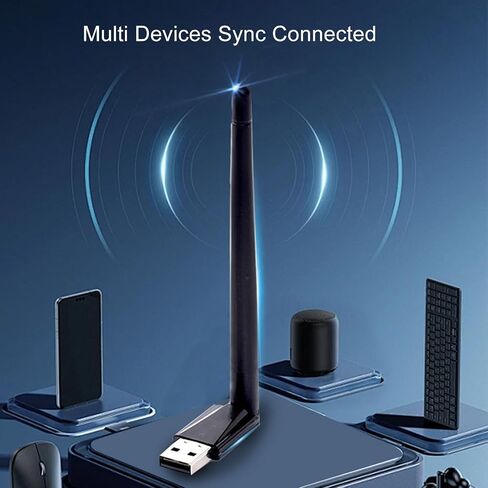 USB Bluetooth 5.4 محول للكمبيوتر الشخصي لسطح المكتب ، هوائي قابل للدوار 180 درجة ، نقل لاسلكي 160 متر لمكبرات سماعات لوحة المفاتيح الماوس in Saudi Arabia
