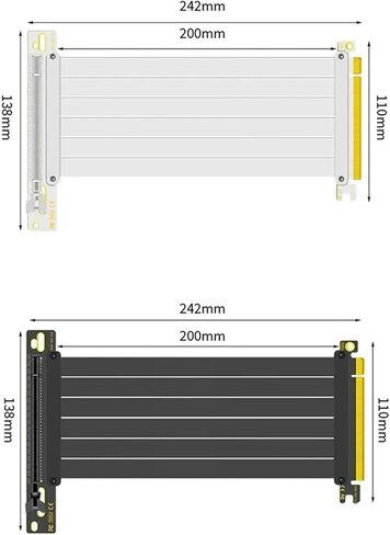 كابل امتداد GPU 200 مم محمية مرنة 90 درجة كربل بطاقة تصاعد الكبل PCIE4.0 x16 Riser لبطاقة الفيديو ل GPU (PCI-E 3.0 ، White-20cm) in Kuwait