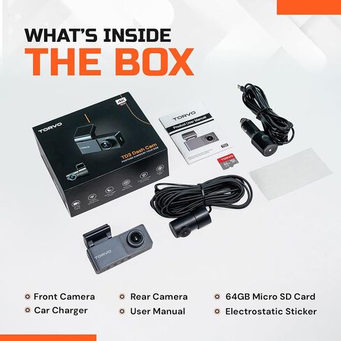 شملت Torvo 4K Dash Cam الأمامية والخلفية للسيارات بطاقة 64 جيجابايت ، وشاشة IPS 3.2 'وتسجيل حلقة ، وكاميرا Dash Care 4K/1080p مع 5G WiFi & GPS ، رؤية ليلية مع وضع وقوف السيارات 24H والتحكم في التطبيق in Saudi Arabia