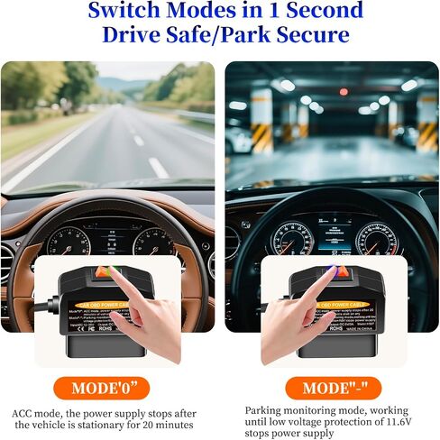 محول الطاقة OBD2 لـ Dash Cam و USB C Hardwire Kit مع وضع وقوف السيارات وحماية الجهد المنخفض (11.7 فولت) واكتشاف ACC والتوصيل والتشغيل كابل الطاقة للتسجيل المستمر in Saudi Arabia