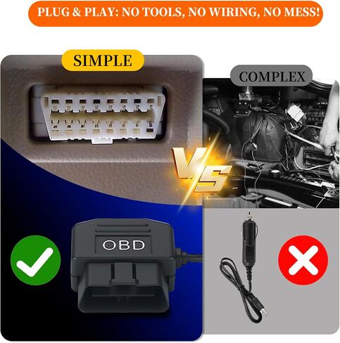 محول الطاقة OBD2 لـ Dash Cam و USB C Hardwire Kit مع وضع وقوف السيارات وحماية الجهد المنخفض (11.7 فولت) واكتشاف ACC والتوصيل والتشغيل كابل الطاقة للتسجيل المستمر in Saudi Arabia