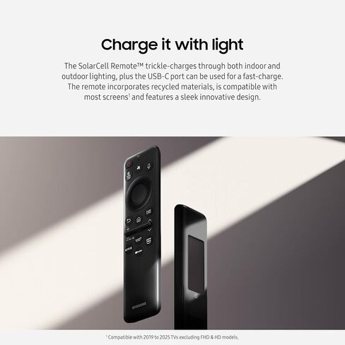 Samsung SolarCell Remote, Solar Powered, Self-Charging TV Remote Control, USB-C Rechargeable, Innovative Design, Made of Recycled Materials, 2025, VG-TM2560EN/ZA, Black in Saudi Arabia