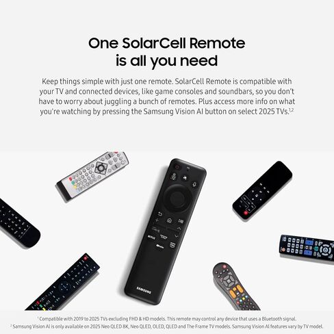 Samsung SolarCell Remote, Solar Powered, Self-Charging TV Remote Control, USB-C Rechargeable, Innovative Design, Made of Recycled Materials, 2025, VG-TM2560EN/ZA, Black in Saudi Arabia
