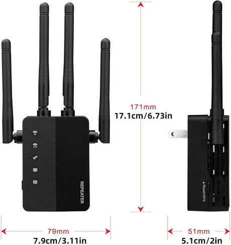 AC 100~240V WiFi Extender with RJ45 Port & 4 External Antennas Dual Band Up to 1200 Mbps Strong Penetration for TV PC in Saudi Arabia