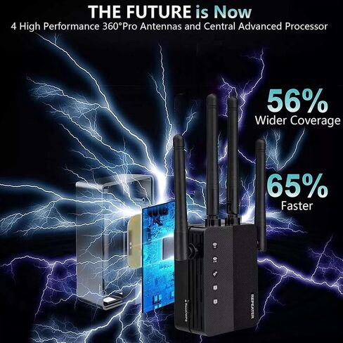 AC 100~240V WiFi Extender with RJ45 Port & 4 External Antennas Dual Band Up to 1200 Mbps Strong Penetration for TV PC in Saudi Arabia