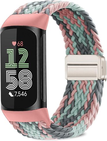 نطاقات الساعات المضفرة المغناطيسية متوافقة مع شحن Fitbit 6/Fitbit 5 للنساء والرجال ، حزام Sport Sport البديل في الساعة الذكية in Kuwait