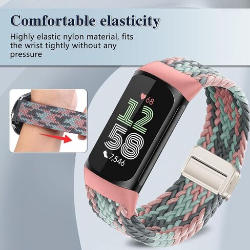 نطاقات الساعات المضفرة المغناطيسية متوافقة مع شحن Fitbit 6/Fitbit 5 للنساء والرجال ، حزام Sport Sport البديل في الساعة الذكية in Kuwait